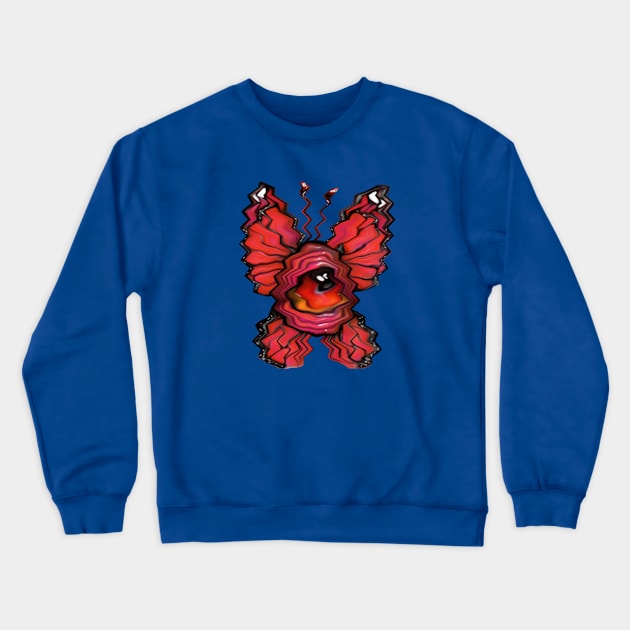 Trippy Pop Surreal Big Eyed Art Butterfly Illustration Crewneck Sweatshirt by ckrickett